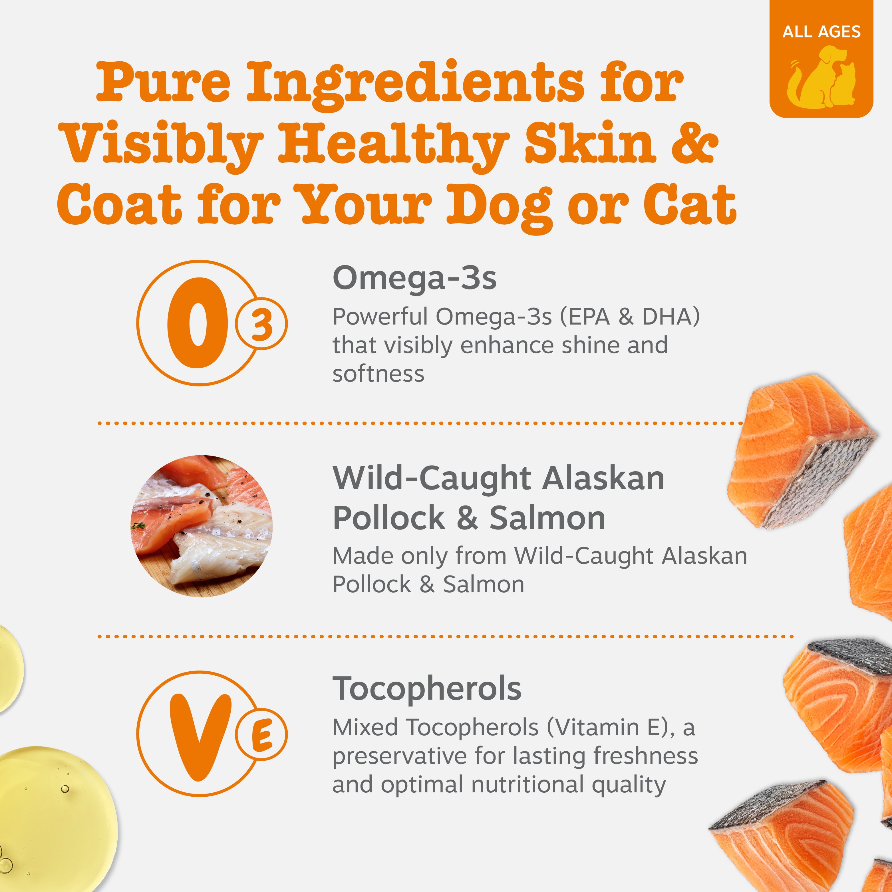 Zesty Paws Wild Alaskan Omega-3 Blend Pollock + Salmon Oil for Dogs & Cats - Premium Fish Oil Supplement