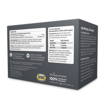Gray supplement box with product facts, dosage instructions, and ingredient information printed on multiple sides.