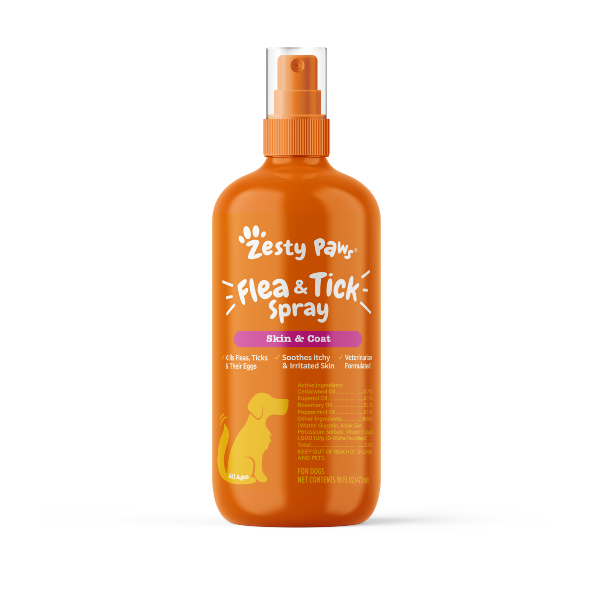 Zesty Paws Flea & Tick Spray for Dogs - Vet Formulated
