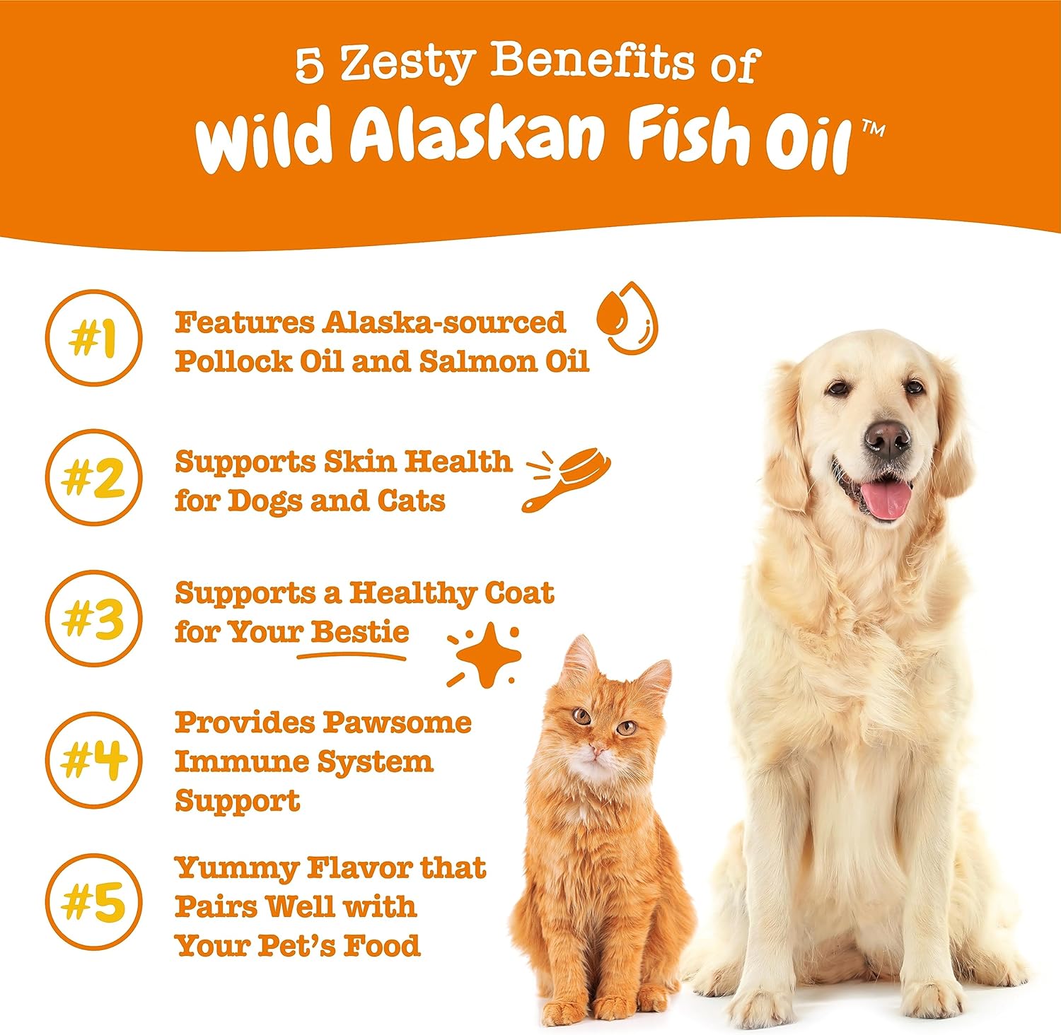 Wild Alaskan Fish Oil for Dogs & Cats - Omega 3 EPA DHA | Zesty Paws