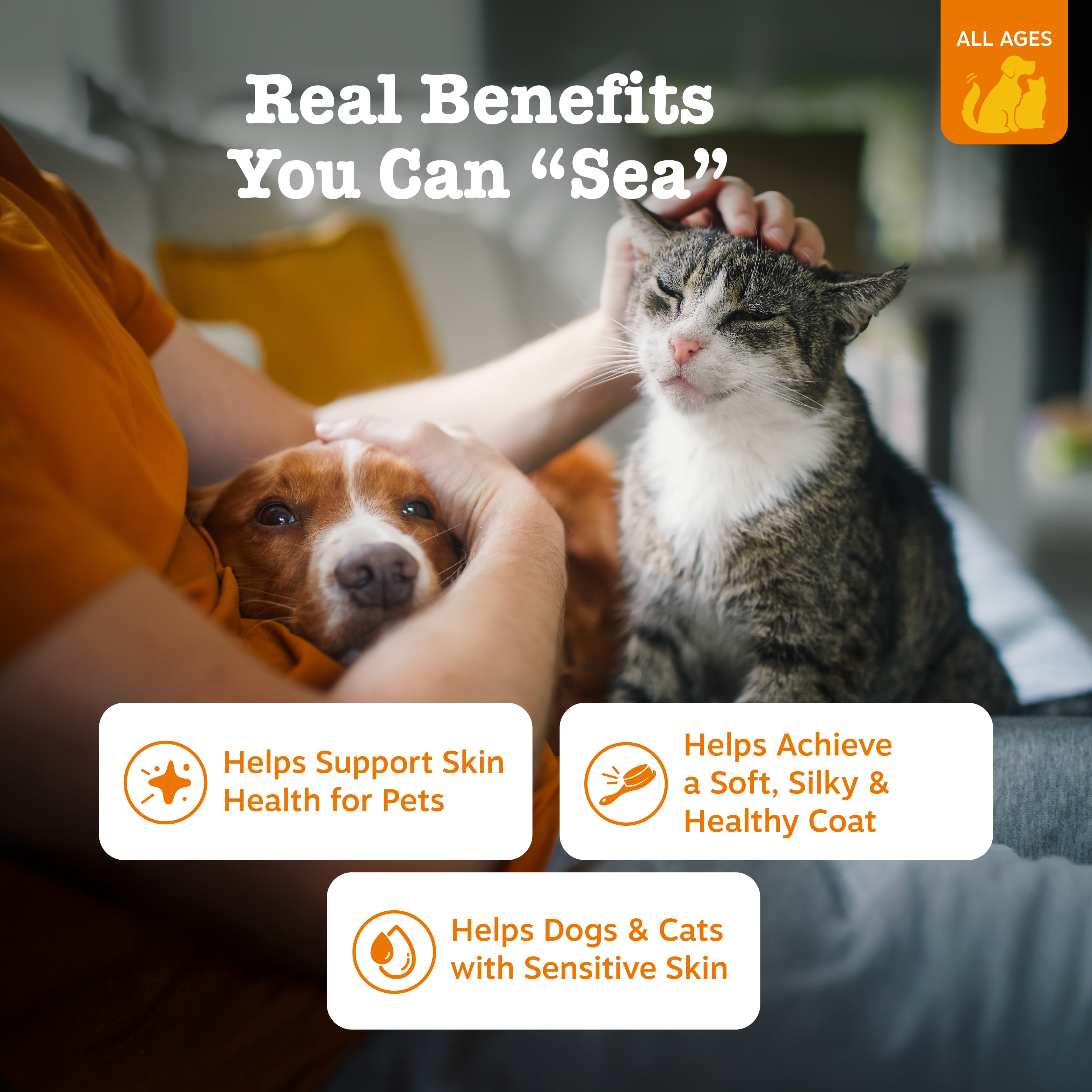 Zesty Paws Wild Alaskan Omega-3 Blend Pollock + Salmon Oil for Dogs & Cats - Premium Fish Oil Supplement