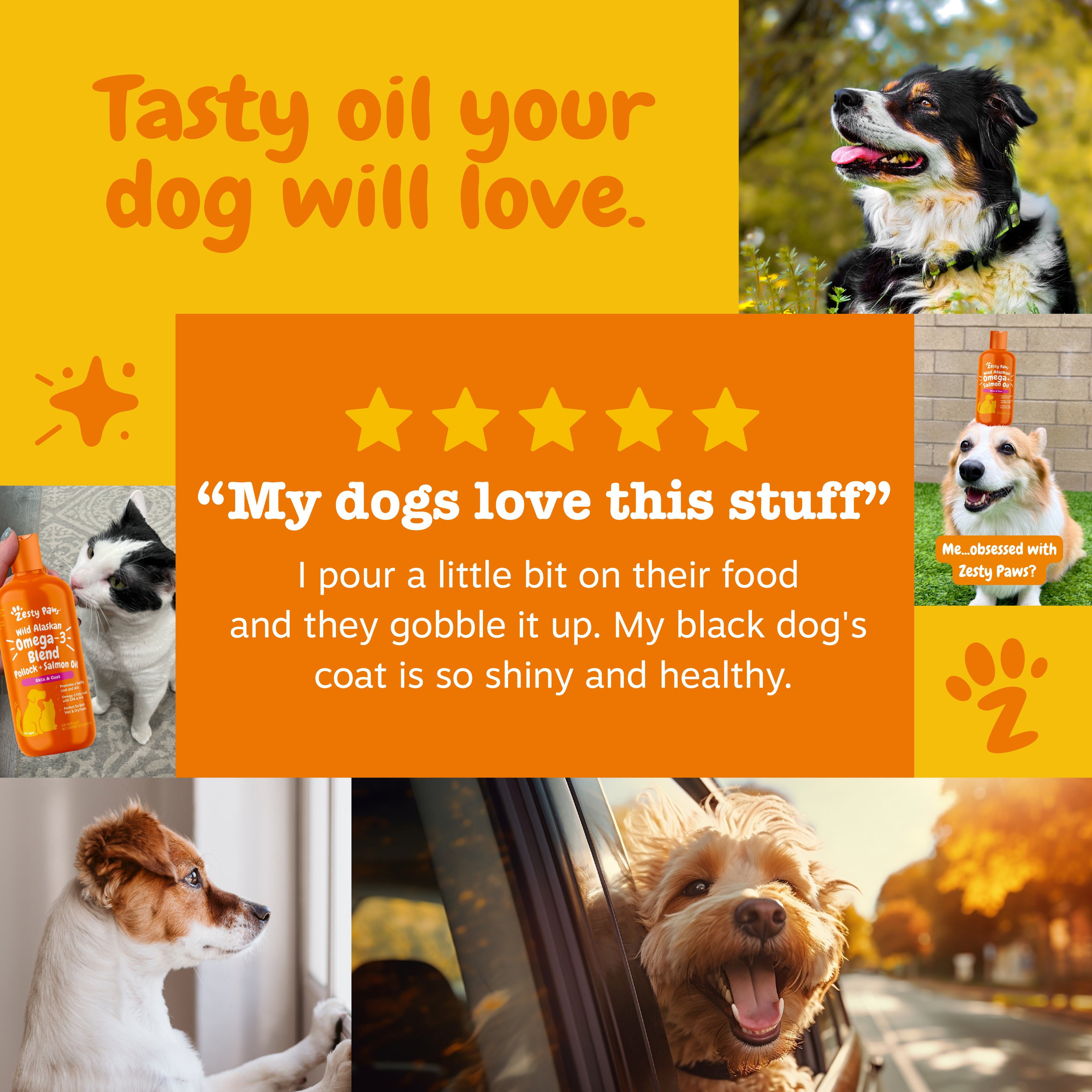 Zesty Paws Wild Alaskan Omega-3 Blend Pollock + Salmon Oil for Dogs & Cats - Premium Fish Oil Supplement