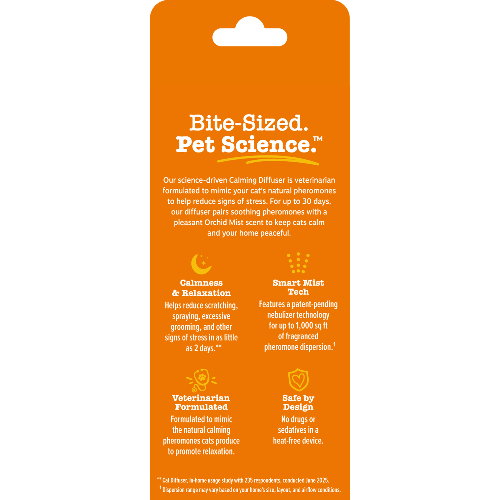 Orange packaging of a pet product with text on a white background